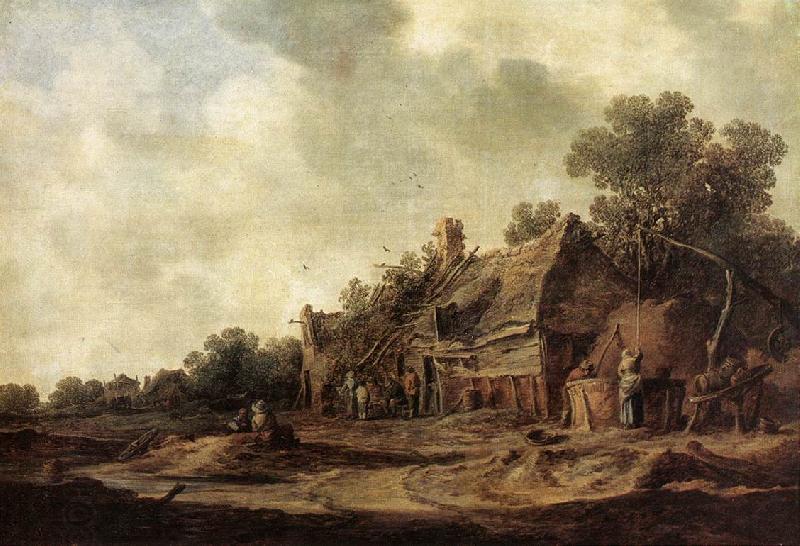 GOYEN, Jan van Peasant Huts with a Sweep Well sdg China oil painting art
